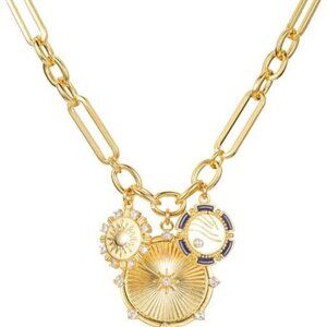 Elegant 18K Gold Plated Sun Pendant Necklace for Women, Classic Dainty Heart Cha